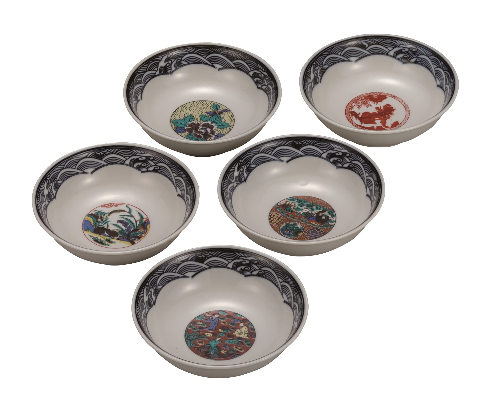 Kutani ware Iwataya Kutani ware small bowl set (size 4.5) with period painting K7-178
Kutani ware Iwataya Kutani ware small bowl set (size 4.5) with period painting K7-178