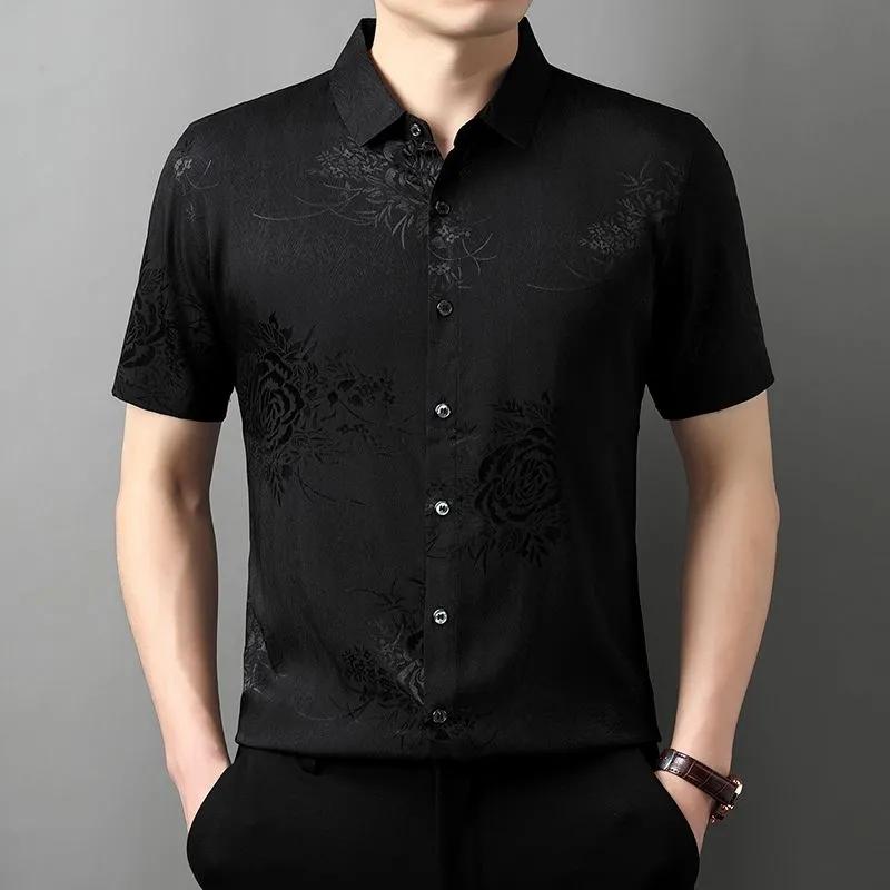 Men Summer Floral Jacquard Short Sleeve Shirt M чорний
Men Summer Floral Jacquard Short Sleeve Shirt M чорний
