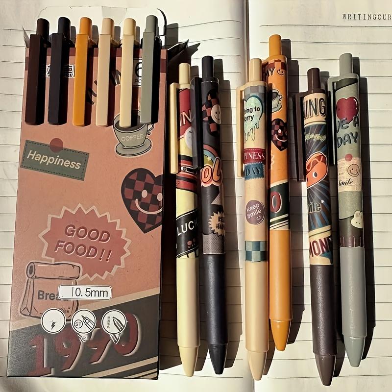 Box of 6 Cute Retro Retractable Gel Pens with 0.5mm Black Ink, Fine Point, Plastic Material, Quick Drying, Ideal for Smooth Writing
Box of 6 Cute Retro Retractable Gel Pens with 0.5mm Black Ink, Fine Point, Plastic Material, Quick Drying, Ideal for Smooth Writing