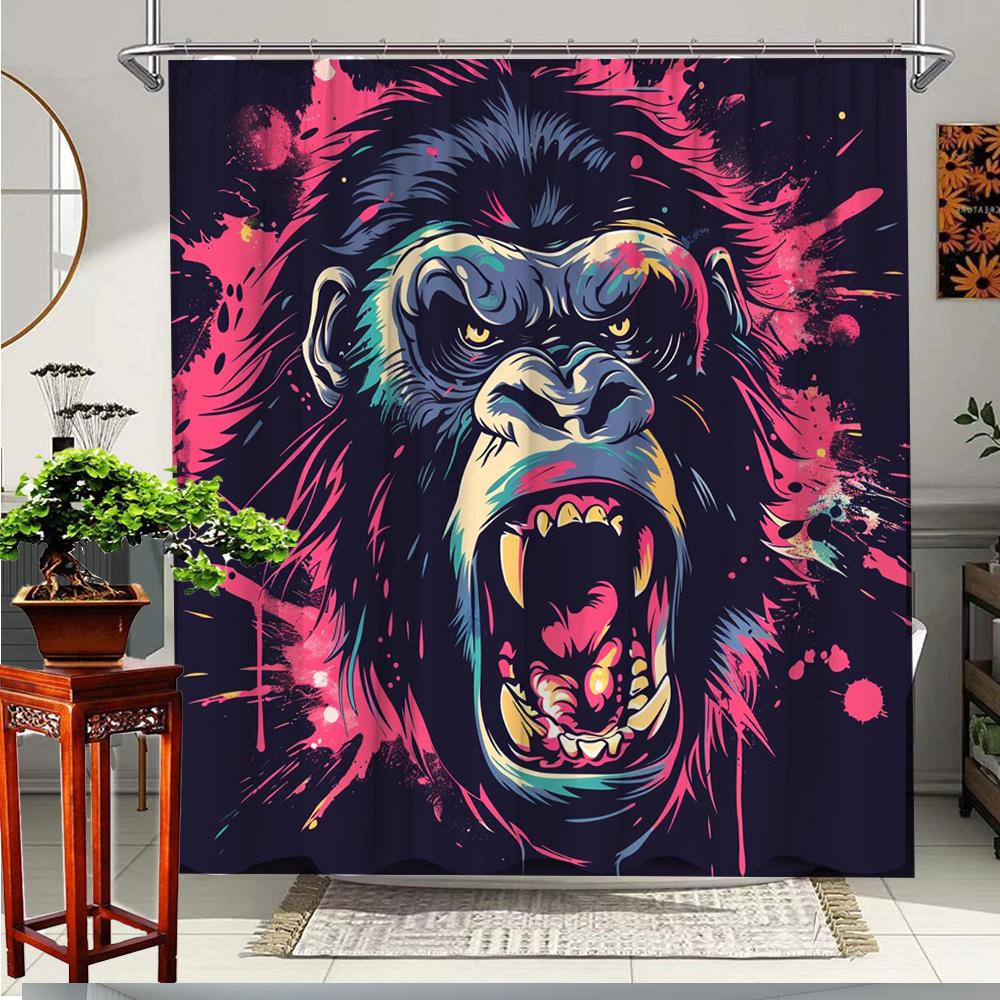 1Pc Vibrant Roaring Gorilla Bath Curtain - Bold Colorful Art Design, Durable Polyester Fabric, 70.8X70.8 Inches With 12 Hooks, W60H190(CM)-1 Pcs
1Pc Vibrant Roaring Gorilla Bath Curtain - Bold Colorful Art Design, Durable Polyester Fabric, 70.8X70.8 Inches With 12 Hooks, W60H190(CM)-1 Pcs