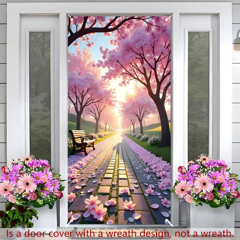 2D Spring Cherry Blossom Door Cover, Pink Sakura Pathway Door Banner for Front Door Decor 47.2x31.5inch/120*80cm
2D Spring Cherry Blossom Door Cover, Pink Sakura Pathway Door Banner for Front Door Decor 47.2x31.5inch/120*80cm