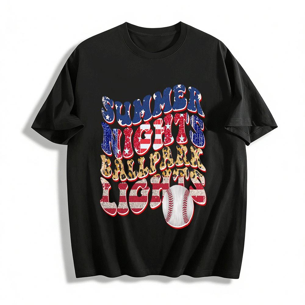 Summer Nights Ballpark Lights Graphic Casual Top Pure cotton T-shirt XXS
Summer Nights Ballpark Lights Graphic Casual Top Pure cotton T-shirt XXS