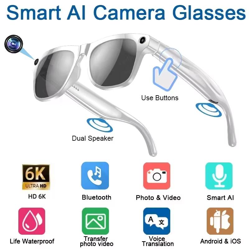 6K HD AI Smart Glasses Chat GPT 100MP Camera Bluetooth Call 260Mah Battery Voice Assistant Control Smart Glasses New білий
6K HD AI Smart Glasses Chat GPT 100MP Camera Bluetooth Call 260Mah Battery Voice Assistant Control Smart Glasses New білий
