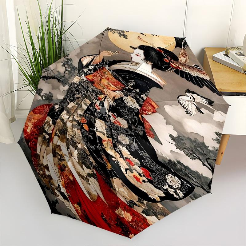 Geisha. Moonlit Themed Automatic Opening and Closing Umbrella, Brightly Colored 8-rib Portable Umbrella, Suitable for Men and Women, A Perfe
Geisha. Moonlit Themed Automatic Opening and Closing Umbrella, Brightly Colored 8-rib Portable Umbrella, Suitable for Men and Women, A Perfe