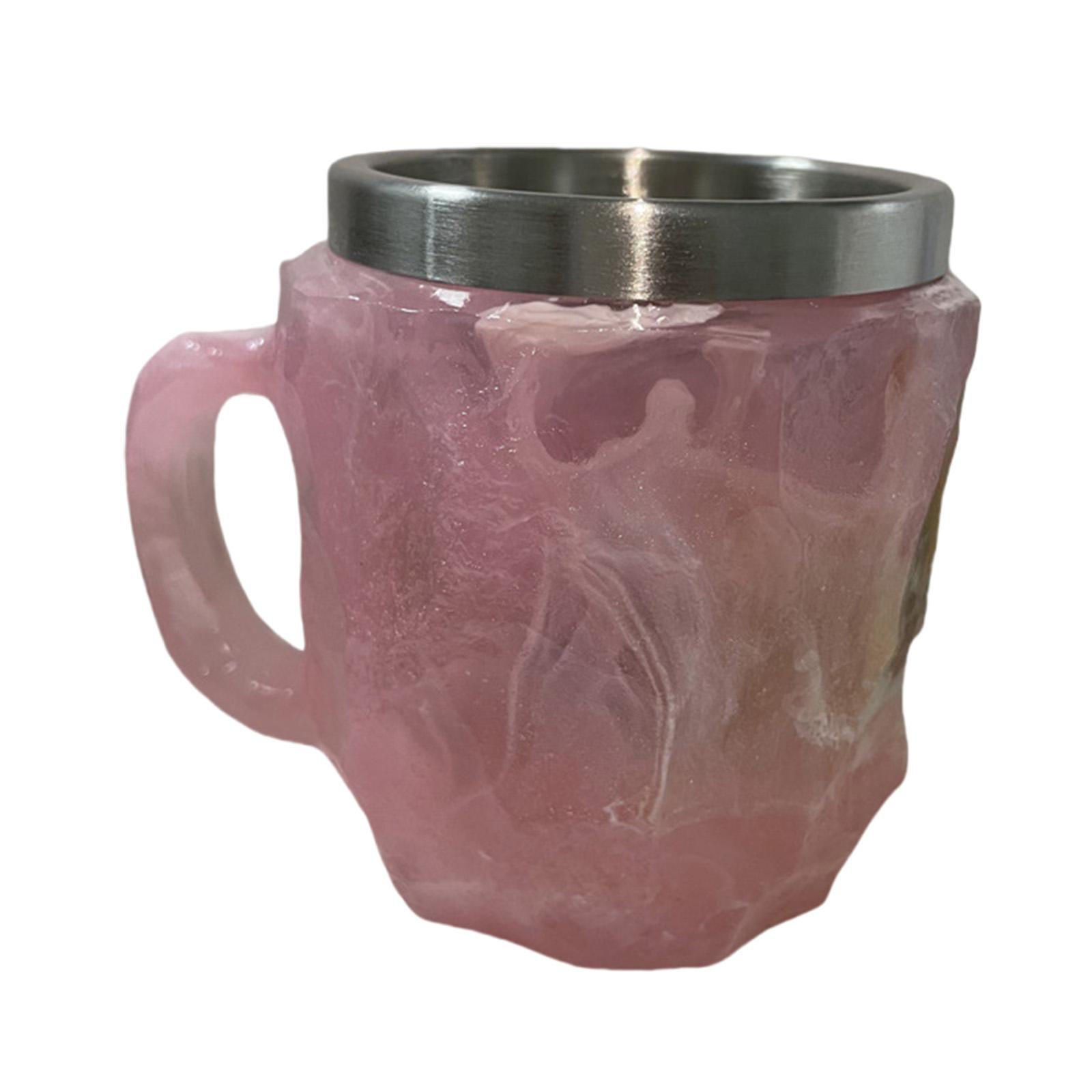 Кружка для кофе с имитацией кристалла и минеральной отделкой, элегантная чашка для воды с ручкой, прозрачная резиновая посуда для питья дома или в офисе розовый