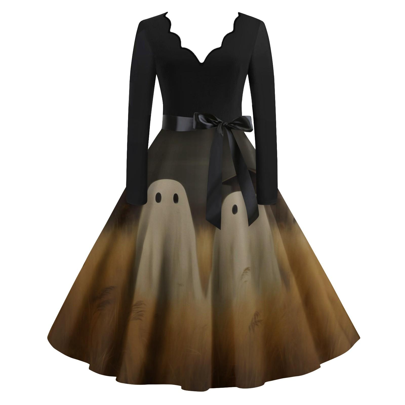 Жіночі повсякденні модні старовинні довгі сукні з довгими рукавами на Хелловін із графічним принтом XL
Жіночі повсякденні модні старовинні довгі сукні з довгими рукавами на Хелловін із графічним принтом XL