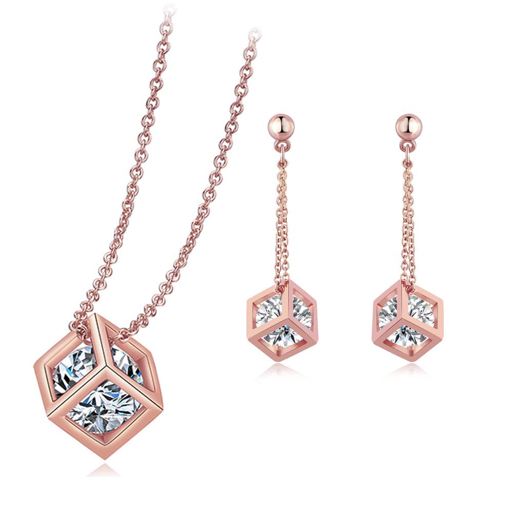 ZHOUYANG Top Quality ZYS059 Cube Silver Color Jewelry Necklace Earring Set Rhinestone Made with Austrian Crystal Health
ZHOUYANG Top Quality ZYS059 Cube Silver Color Jewelry Necklace Earring Set Rhinestone Made with Austrian Crystal Health