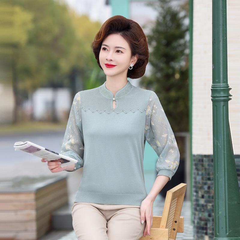 Chinese Style Chiffon Patchwork Knit Top for Women – Elegant Spring Fashion for Middle-Aged and Elderly Mothers 4XL (135-150 jin)
Chinese Style Chiffon Patchwork Knit Top for Women – Elegant Spring Fashion for Middle-Aged and Elderly Mothers 4XL (135-150 jin)