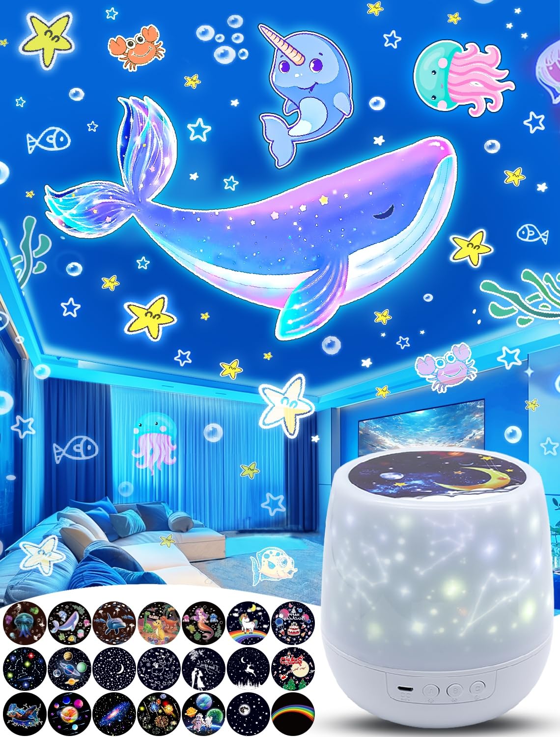 21 Types of Projection Film Planetarium Home Use Children Popular Authentic Whale Jellyfish Stars Moon Constellation Starry Sky Galaxy Kids Night білий
21 Types of Projection Film Planetarium Home Use Children Popular Authentic Whale Jellyfish Stars Moon Constellation Starry Sky Galaxy Kids Night білий