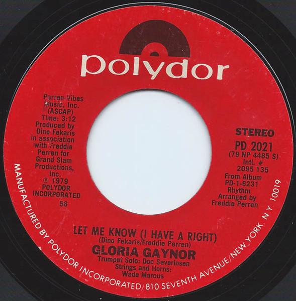 7inch Record GLORIA GAYNOR - Let Me Know (I Have A Right) PD2021 Polydor 1979 US Dance & Electronica Used
7inch Record GLORIA GAYNOR - Let Me Know (I Have A Right) PD2021 Polydor 1979 US Dance & Electronica Used