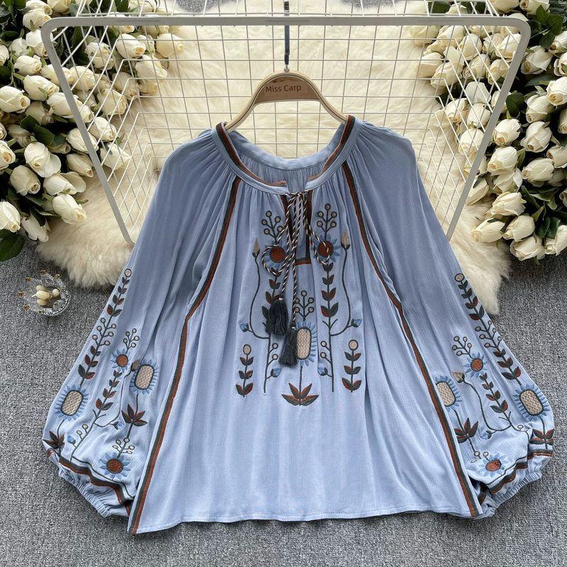 Bohemia Lantern Sleeve Loose Slim Fit Retro Shirt Blue One size
Bohemia Lantern Sleeve Loose Slim Fit Retro Shirt Blue One size