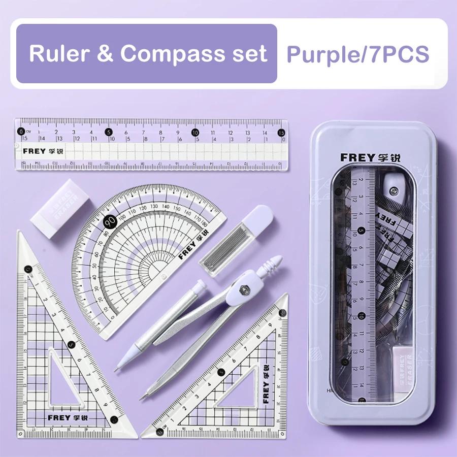 7 Pcs/Set Mathematical Rulers Set - Multi-function Professional Compass Ruler Drawing Tools, School Supplies Students Stationery
7 Pcs/Set Mathematical Rulers Set - Multi-function Professional Compass Ruler Drawing Tools, School Supplies Students Stationery