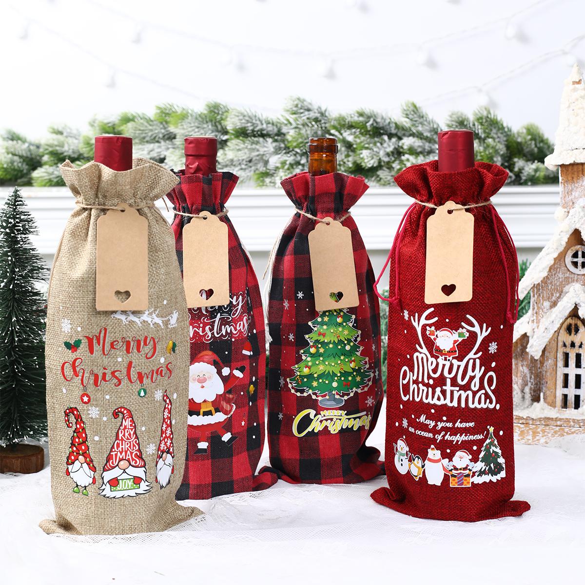 Merry Chirstmas Burlap Wine Bags Wine Gift Bags for Christmas Wedding Multicolor Wine Bottle Bags With Drawstrings Tags Ropes
Merry Chirstmas Burlap Wine Bags Wine Gift Bags for Christmas Wedding Multicolor Wine Bottle Bags With Drawstrings Tags Ropes