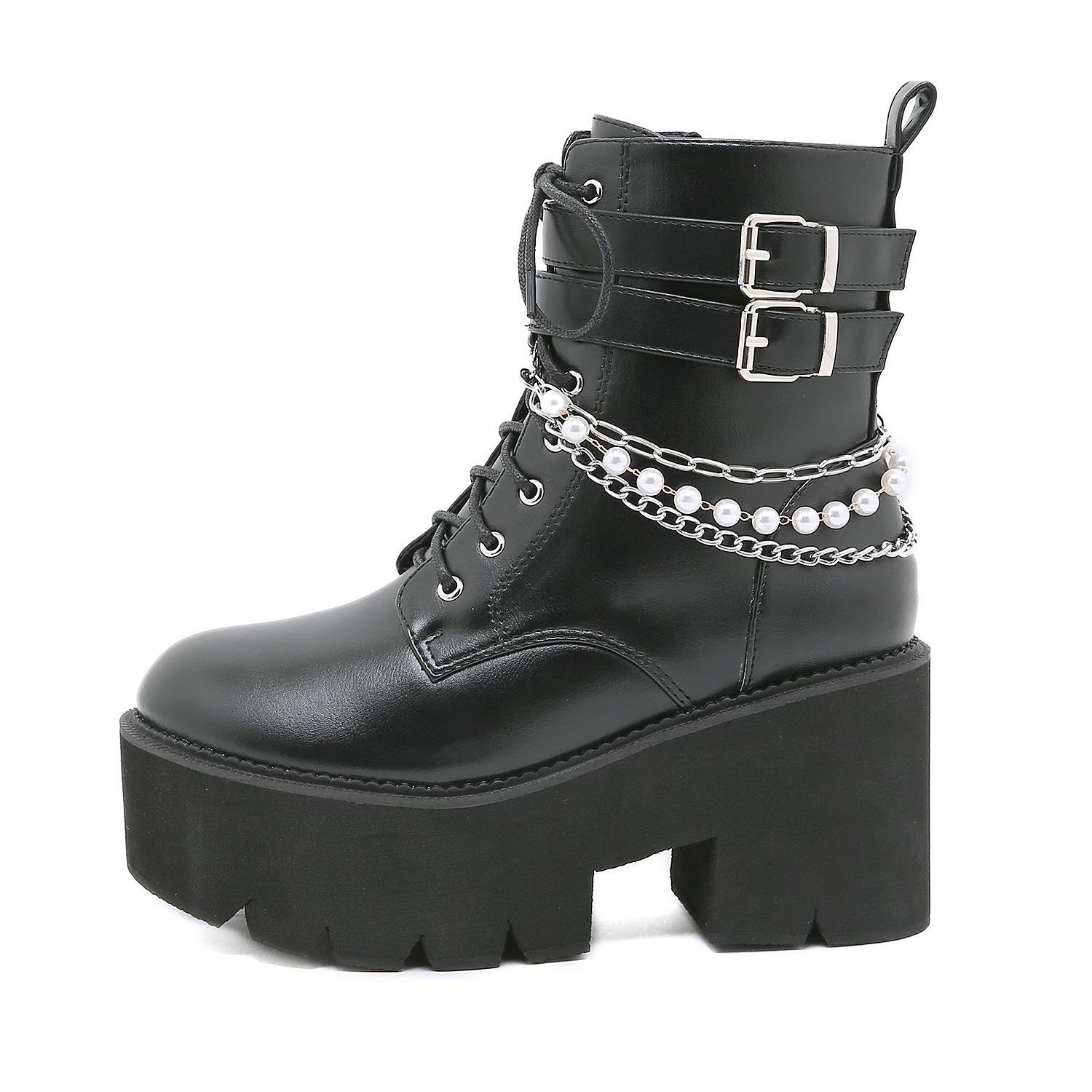 Жемчужные ботинки Мартина Металлическая цепь Высокий каблук Толстая подошва Боковая молния Женские ботинки Ботинки рыцаря 43 чёрный
Жемчужные ботинки Мартина Металлическая цепь Высокий каблук Толстая подошва Боковая молния Женские ботинки Ботинки рыцаря 43 чёрный