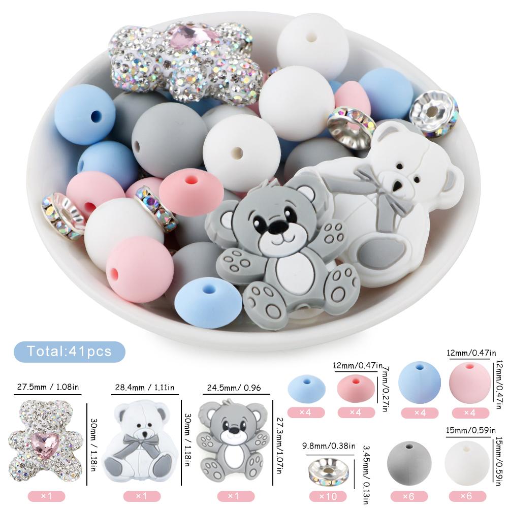 41Pcs Mixed Style Set Silicone Beads Focus Beads Silicone Round Bead DIY Pendant KeyChain Bracelet Necklace Jewelry Accessories
41Pcs Mixed Style Set Silicone Beads Focus Beads Silicone Round Bead DIY Pendant KeyChain Bracelet Necklace Jewelry Accessories