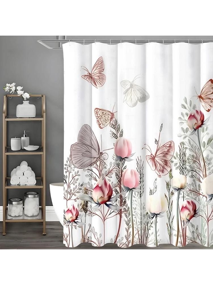 Spring Flower Butterfly Shower Curtain, Bathroom Decorative Shower Curtain, Waterproof Shower Curtain With Hooks W60H190(CM)-1 Pcs
Spring Flower Butterfly Shower Curtain, Bathroom Decorative Shower Curtain, Waterproof Shower Curtain With Hooks W60H190(CM)-1 Pcs