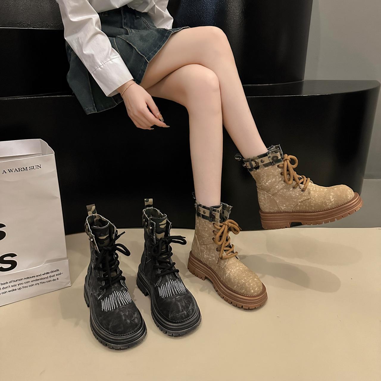 Thick-soled Martin boots autumn 2024 new breathable women s boots retro old cowboy boots British style tooling short boots 35 чёрный 
Thick-soled Martin boots autumn 2024 new breathable women s boots retro old cowboy boots British style tooling short boots 35 чёрный