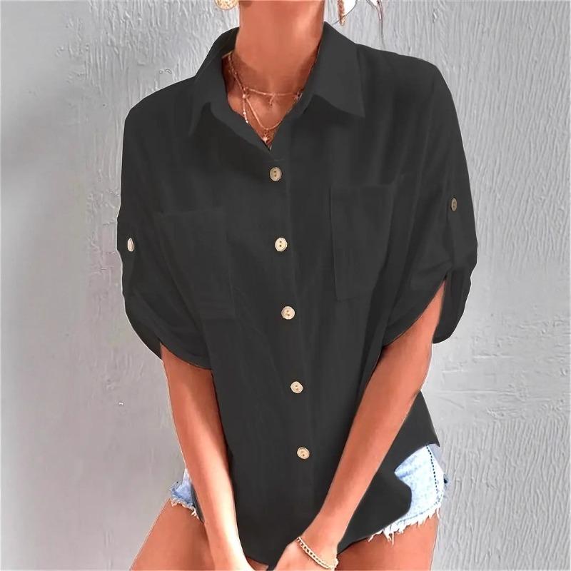 Women s Summer Cotton and Linen Shirt, Lapel Pockets, Loose Short-sleeved Solid Color Shirt Top XS чорний
Women s Summer Cotton and Linen Shirt, Lapel Pockets, Loose Short-sleeved Solid Color Shirt Top XS чорний