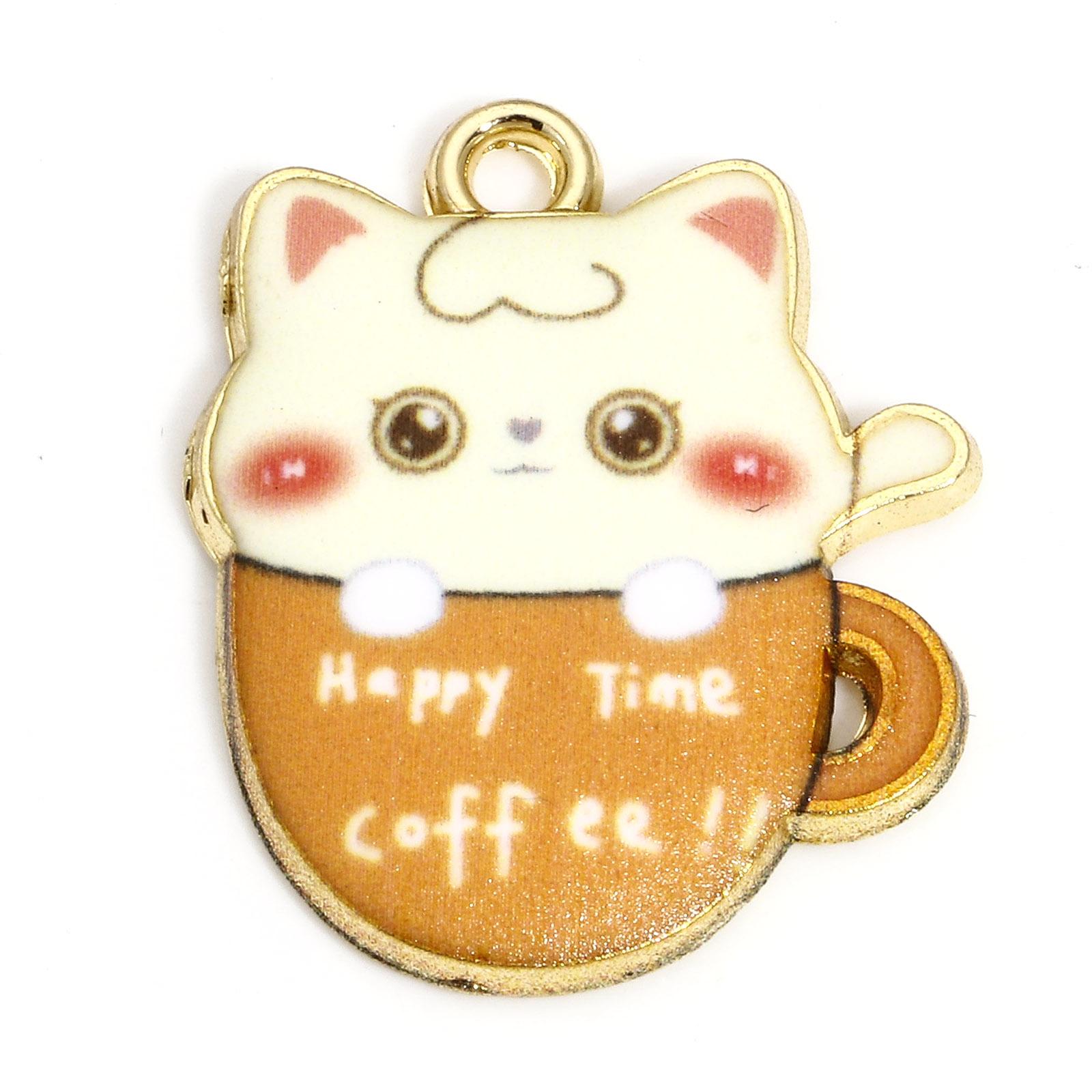 10 PCs Zinc Based Alloy Charms Gold Color Cute Cup Cat Enamel Pendants For DIY Bracelets Necklace Jewelry Making 23mm x 19mm
10 PCs Zinc Based Alloy Charms Gold Color Cute Cup Cat Enamel Pendants For DIY Bracelets Necklace Jewelry Making 23mm x 19mm