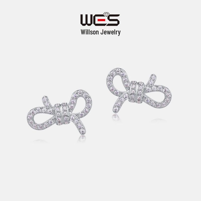 Women s S925 Silver Bow Stud Earrings Inlaid with Colored Zircon - European & American Fashion 925 Silver
Women s S925 Silver Bow Stud Earrings Inlaid with Colored Zircon - European & American Fashion 925 Silver