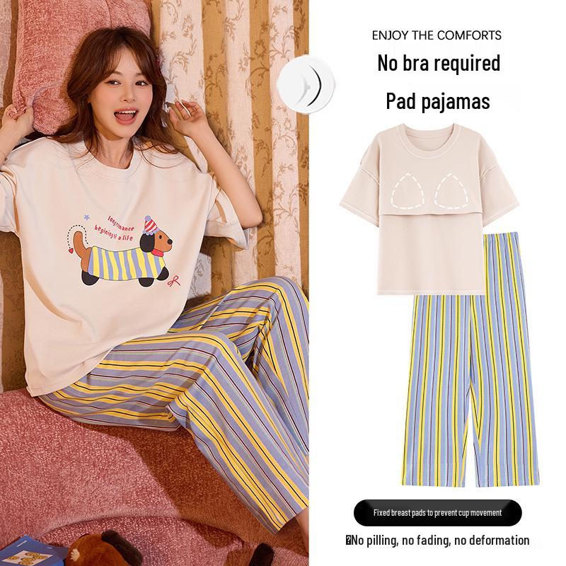 Women s Plus Size Summer Cotton Pajamas with Built-in Bra: Short Sleeve Top & Long Pants, High-End Feel, Wear Indoors or Out XXL
Women s Plus Size Summer Cotton Pajamas with Built-in Bra: Short Sleeve Top & Long Pants, High-End Feel, Wear Indoors or Out XXL