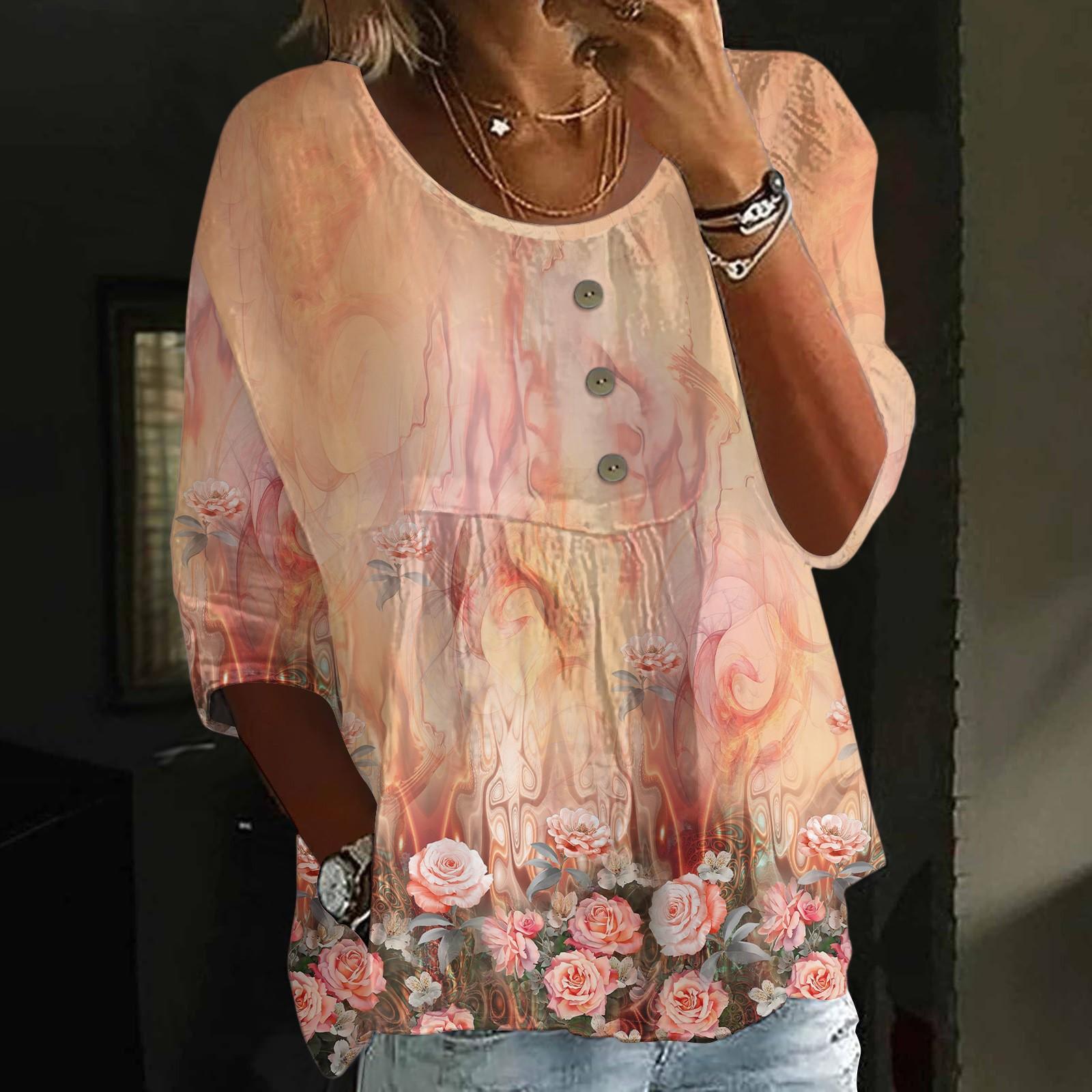 Women s Fashion Casual Three-quarter Sleeve Loose Round Neck Button Floral Print Top S шафрановий
Women s Fashion Casual Three-quarter Sleeve Loose Round Neck Button Floral Print Top S шафрановий