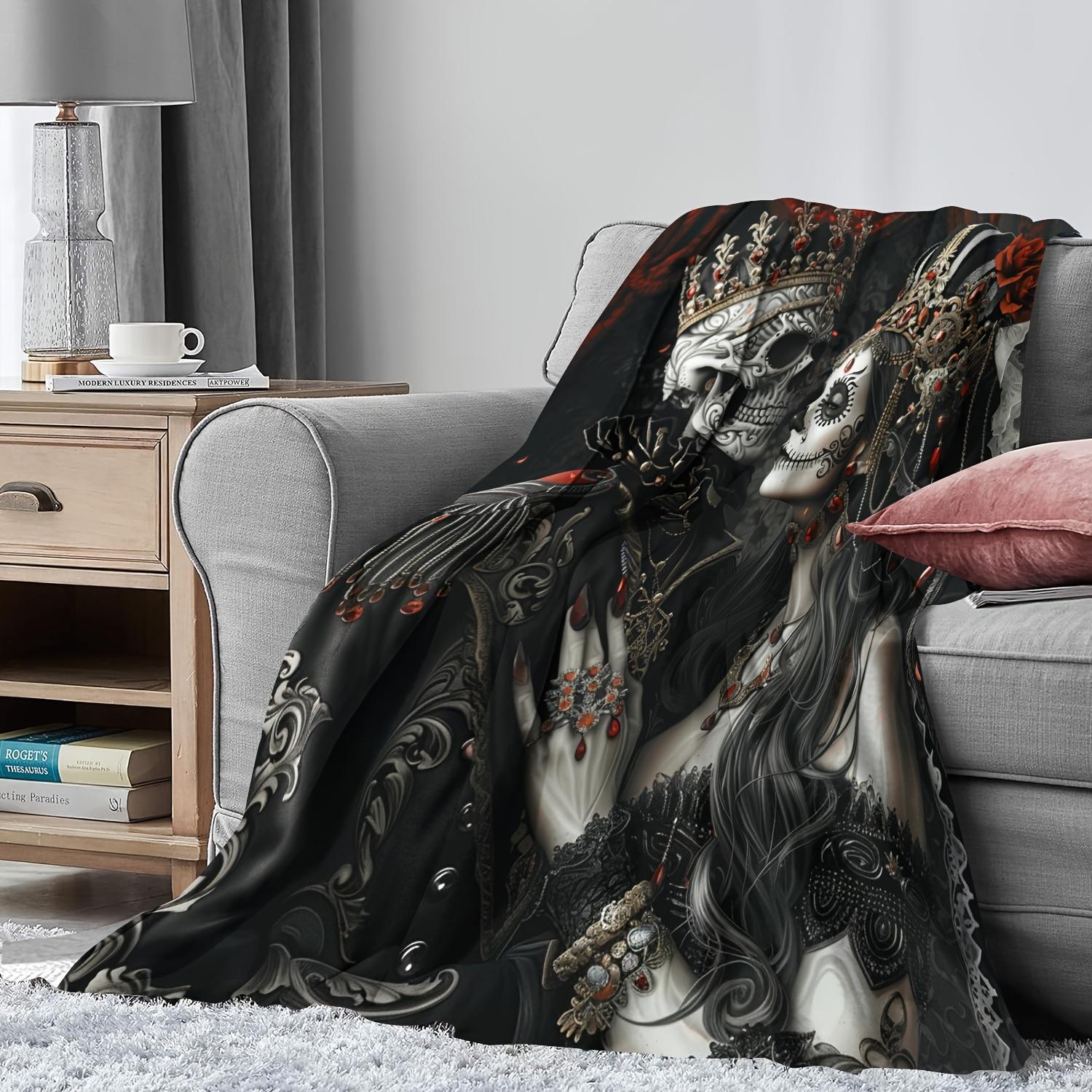 A Soft Skull Blanket Made of Flannel, a Gift from a Husband to His Wife 100x150cm
A Soft Skull Blanket Made of Flannel, a Gift from a Husband to His Wife 100x150cm
