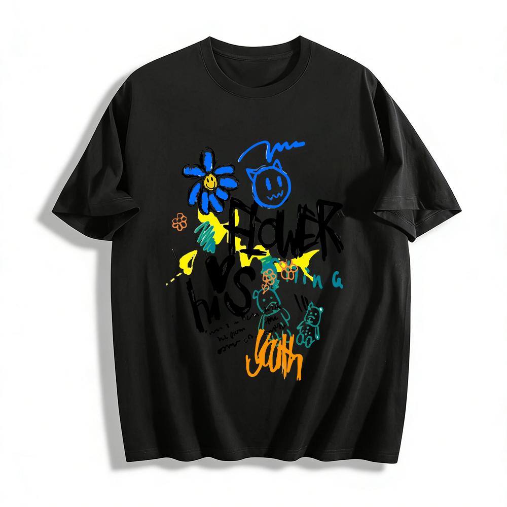 Graffiti Flower Bear Print T-Shirt Unisex Casual Loose Crewneck Streetwear Top Pure cotton T-shirt 6XL
Graffiti Flower Bear Print T-Shirt Unisex Casual Loose Crewneck Streetwear Top Pure cotton T-shirt 6XL