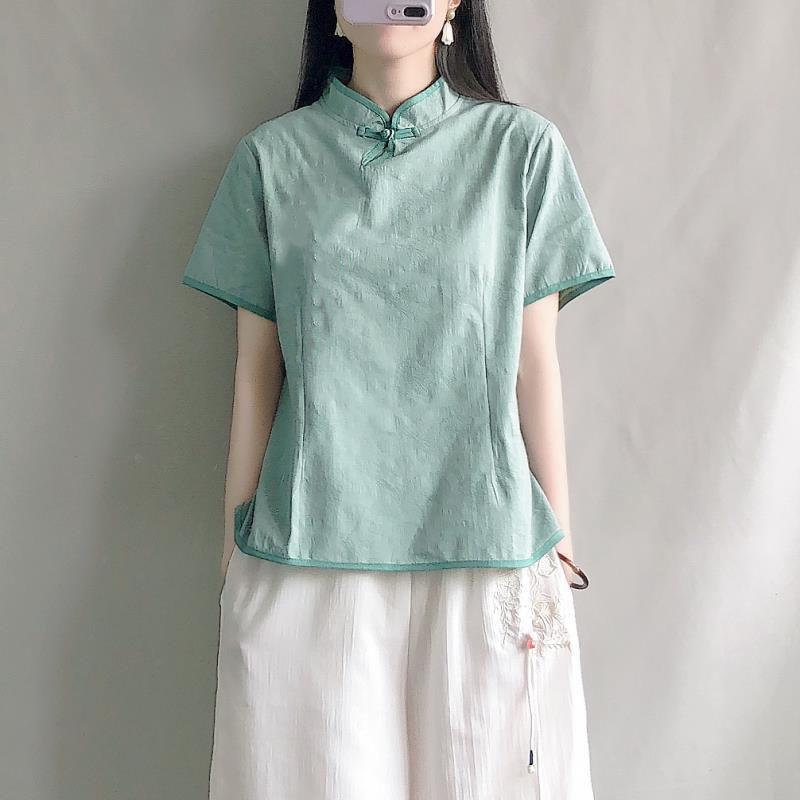 Collection, literary and retro jacquard cotton and linen shirt, Chinese zen stand-up collar buckle short top, summer short-sleeved tea XXXXL світло-зелений колір
Collection, literary and retro jacquard cotton and linen shirt, Chinese zen stand-up collar buckle short top, summer short-sleeved tea XXXXL світло-зелений колір
