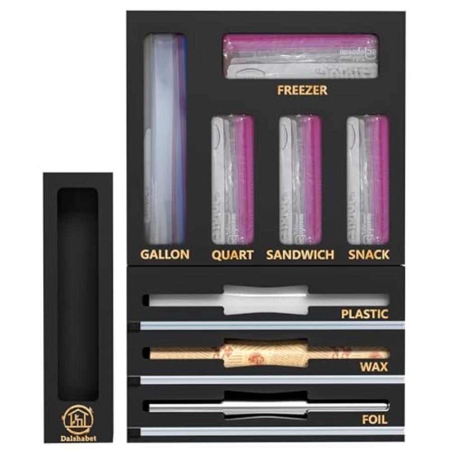 9 IN1 Bamboo Storage Bag Drawer Organizer with Cutter Foil and Plastic Wrap Dispenser for Kitchen Storage Compatible with All B United States
9 IN1 Bamboo Storage Bag Drawer Organizer with Cutter Foil and Plastic Wrap Dispenser for Kitchen Storage Compatible with All B United States