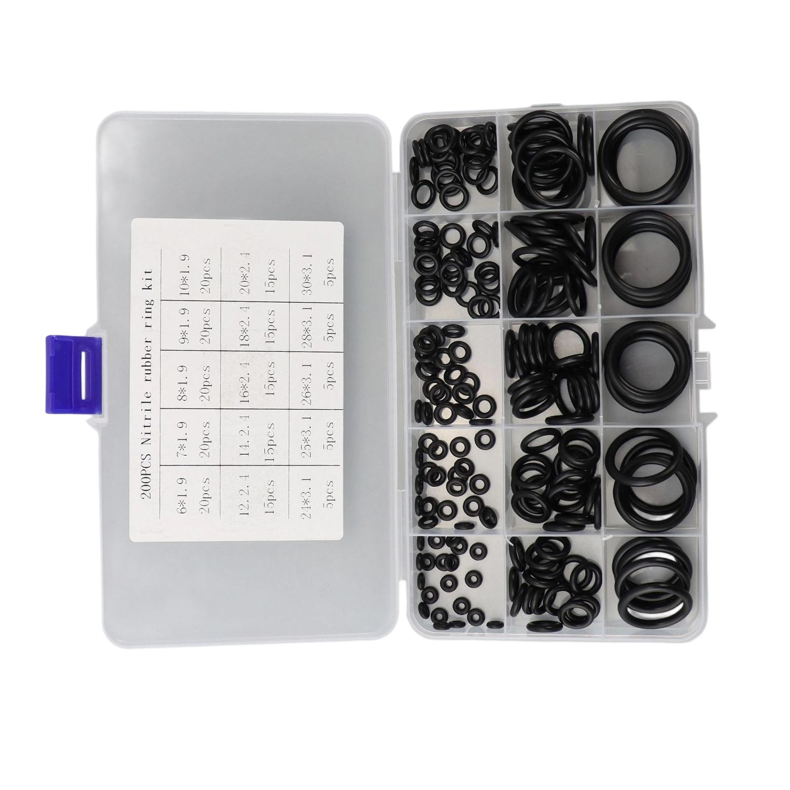200Pcs 15 Sizes Universals Rubber O-Rings Assortment Kits Sealing Washer Plumbing Gasket Resist Oil and Heat O Rings 1
200Pcs 15 Sizes Universals Rubber O-Rings Assortment Kits Sealing Washer Plumbing Gasket Resist Oil and Heat O Rings 1