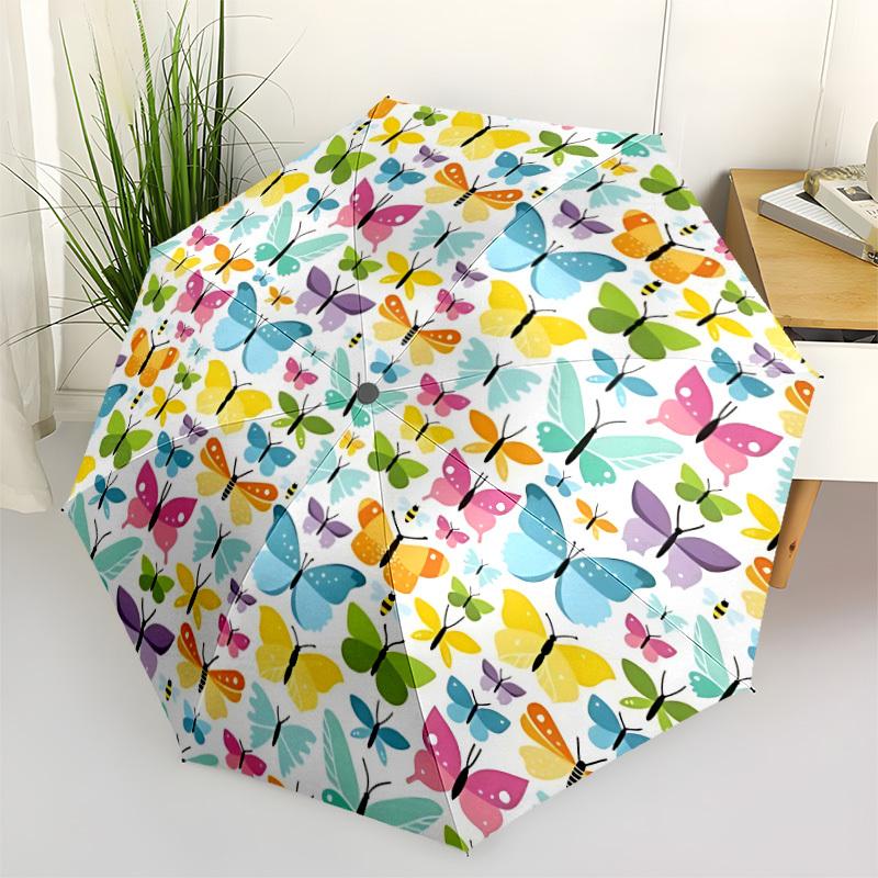 1pc Butterfly Print Automatic Umbrella - Stylish, Durable, with 8-Rib Manual Open Design, Elegant Black Handleyy250920131
1pc Butterfly Print Automatic Umbrella - Stylish, Durable, with 8-Rib Manual Open Design, Elegant Black Handleyy250920131