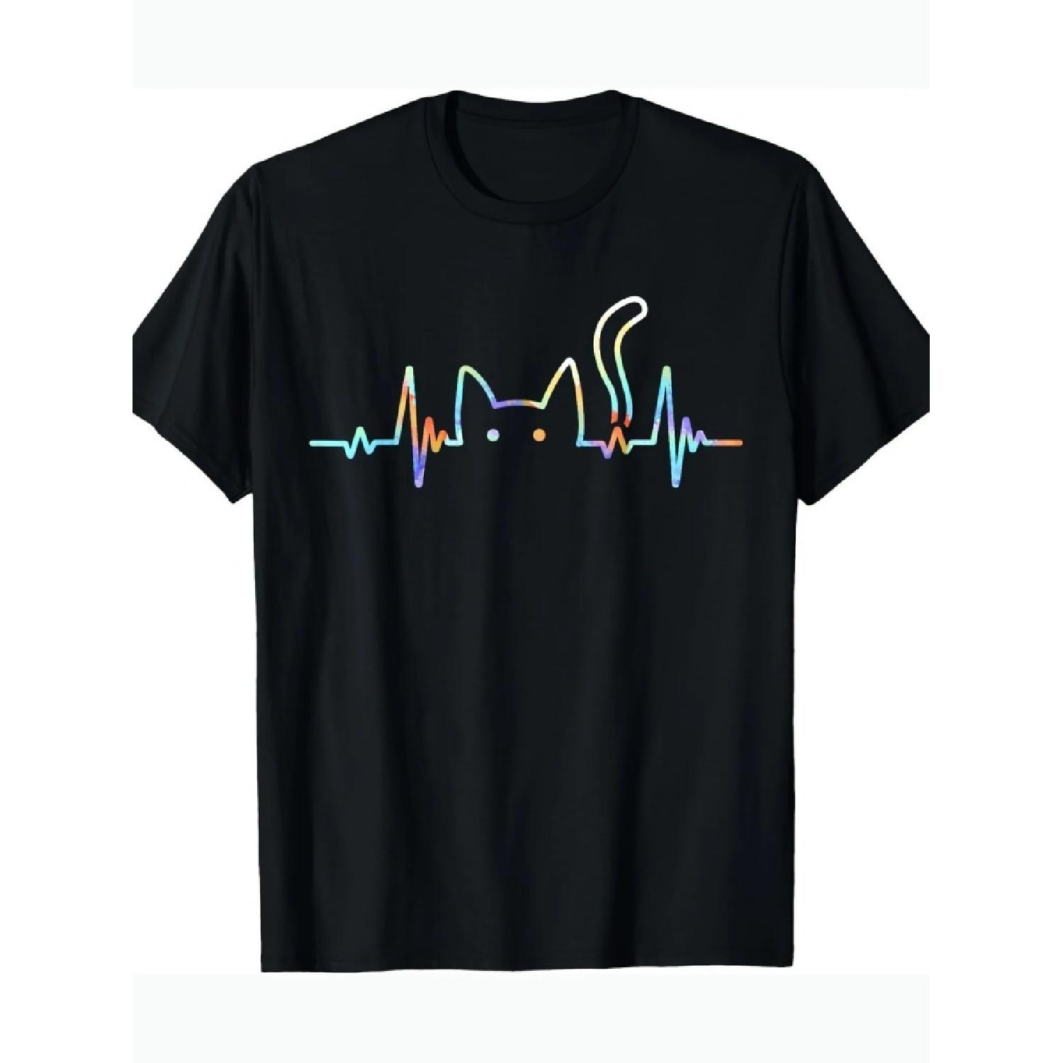 Cute Cat T-Shirt Heartbeat Cat Lover Animal Silhouette Cute Kitten Print Short Sleeve Four Seasons Tops Comfortable Casual Tee XXXXXL чорний
Cute Cat T-Shirt Heartbeat Cat Lover Animal Silhouette Cute Kitten Print Short Sleeve Four Seasons Tops Comfortable Casual Tee XXXXXL чорний