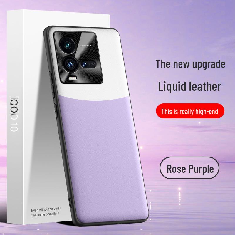 Чехол из жидкой кожи для телефона iQOO10, защитный чехол от падения и обрастания. iQOO10