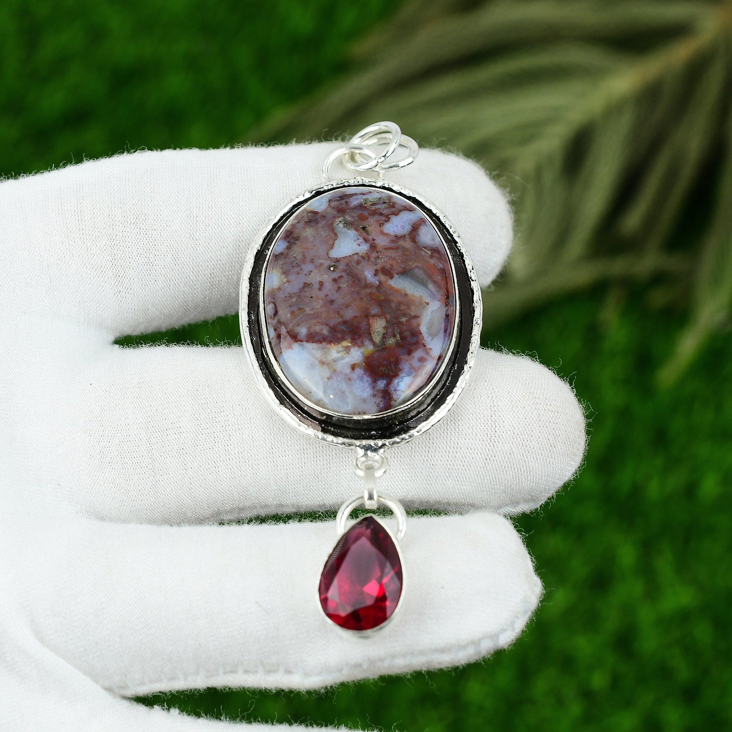 925 Sterling Silver Natural Rainbow Jasper Rubillite Artisan New Pendant Jewelry
925 Sterling Silver Natural Rainbow Jasper Rubillite Artisan New Pendant Jewelry