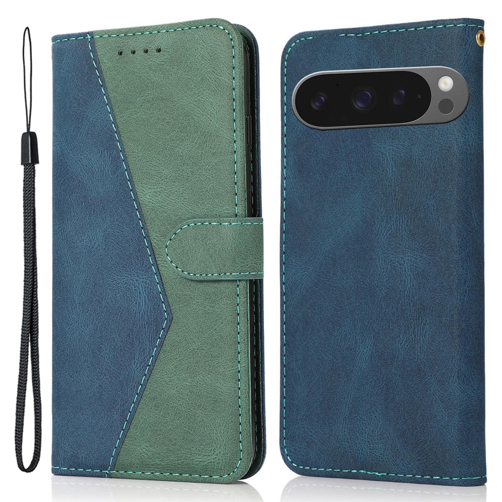 For Google Pixel 9 Pro XL Cover Color Splicing Wallet Stand Leather Phone Case with Wrist Strap Blue Green
For Google Pixel 9 Pro XL Cover Color Splicing Wallet Stand Leather Phone Case with Wrist Strap Blue Green