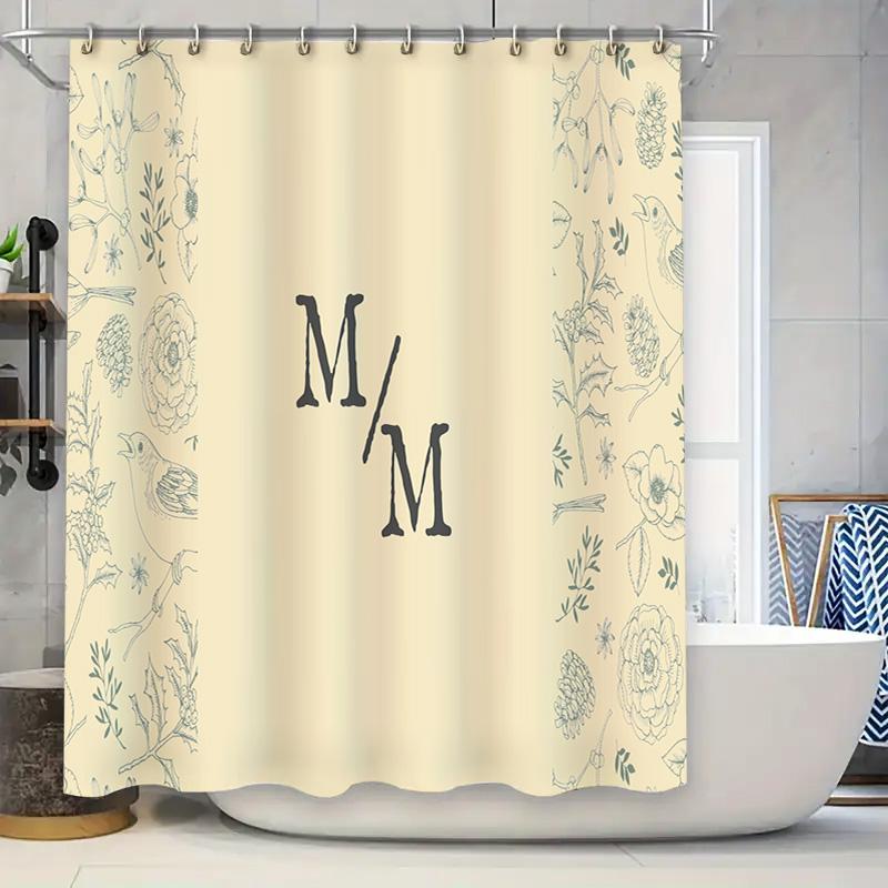 Elegant Monogrammed Shower Curtain With Floral Design Perfect For Bathroom Decor W60H190(CM)-1 Pcs
Elegant Monogrammed Shower Curtain With Floral Design Perfect For Bathroom Decor W60H190(CM)-1 Pcs