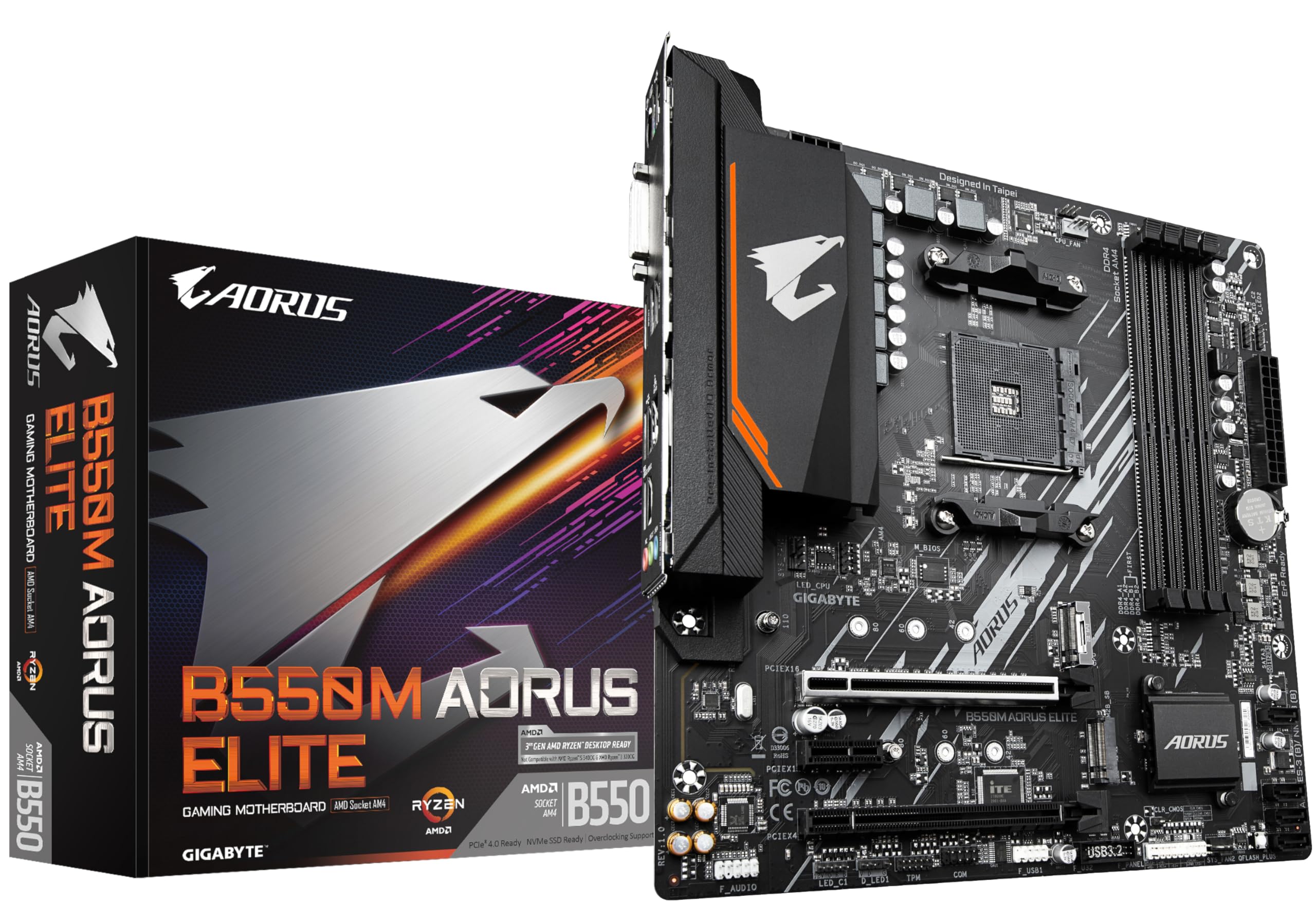 Материнська плата Gigabyte B550M AORUS ELITE підтримує AMD Ryzen 5000 Series AM4 Phase Pure Digital до 4733 МГц DDR4 2xPCIe GbE USB - ЦП, 5+3 VRM, (OC),
Материнська плата Gigabyte B550M AORUS ELITE підтримує AMD Ryzen 5000 Series AM4 Phase Pure Digital до 4733 МГц DDR4 2xPCIe GbE USB - ЦП, 5+3 VRM, (OC),