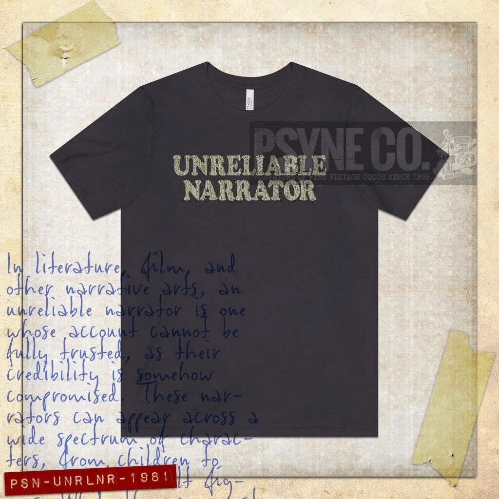 Unreliable Narrator 1981 Vintage Men s T shirt M
Unreliable Narrator 1981 Vintage Men s T shirt M