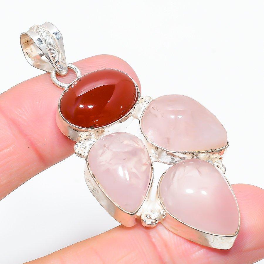 Ювелирный кулон из стерлингового серебра 925 пробы с розовым кварцем и сердоликом 2,48 дюйма B5C84
Ювелирный кулон из стерлингового серебра 925 пробы с розовым кварцем и сердоликом 2,48 дюйма B5C84