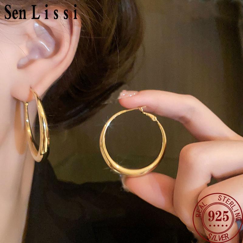 New Fashion 18K Gold Hoop Earrings For Women Collection 925 Sterling Silver Earr Jewelry 40MM Diameter срібний
New Fashion 18K Gold Hoop Earrings For Women Collection 925 Sterling Silver Earr Jewelry 40MM Diameter срібний