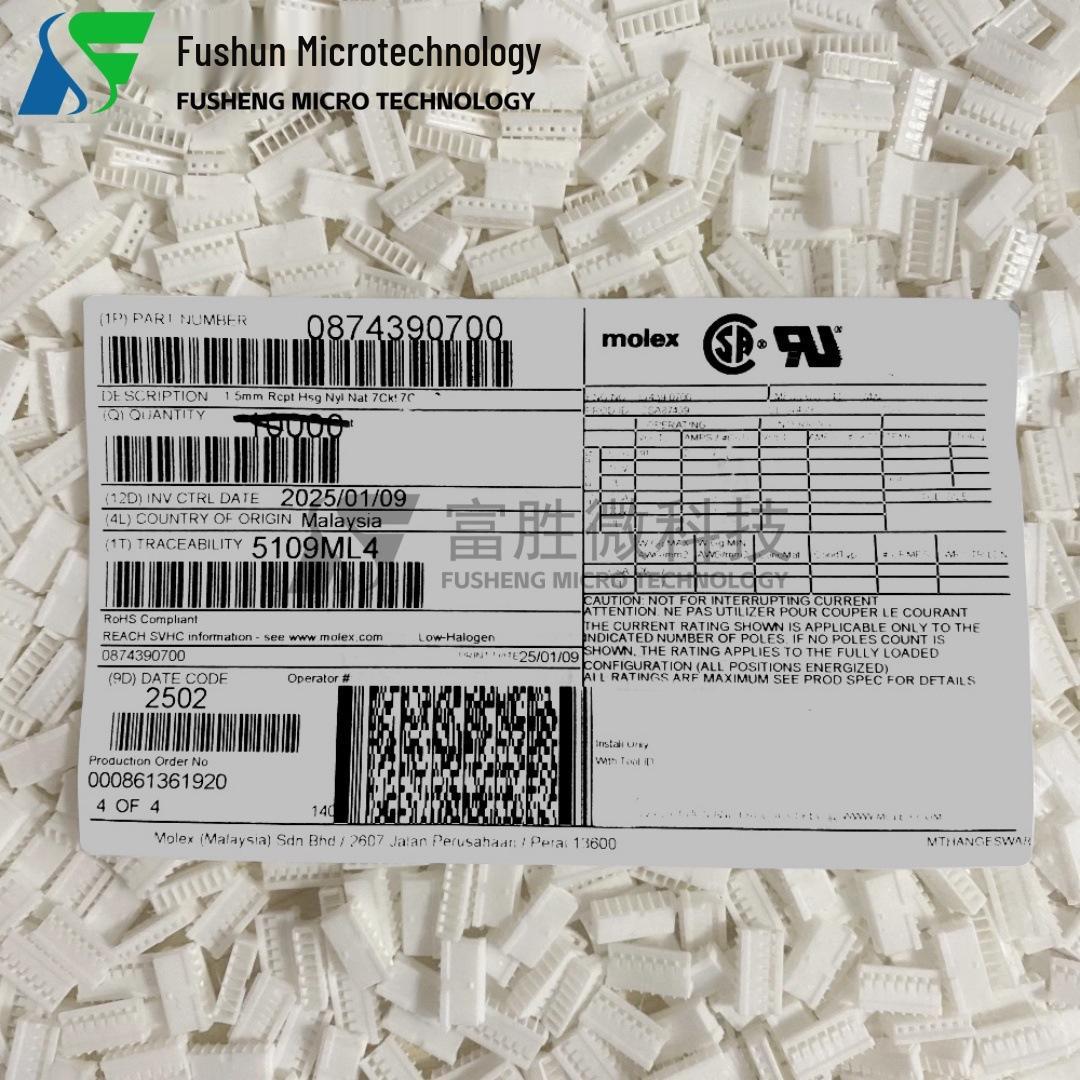 Original Molex 87439-0700 7P Connector Housing - In Stock, Min. Order: 1 Piece Bulk 10,000 Pieces Price
Original Molex 87439-0700 7P Connector Housing - In Stock, Min. Order: 1 Piece Bulk 10,000 Pieces Price