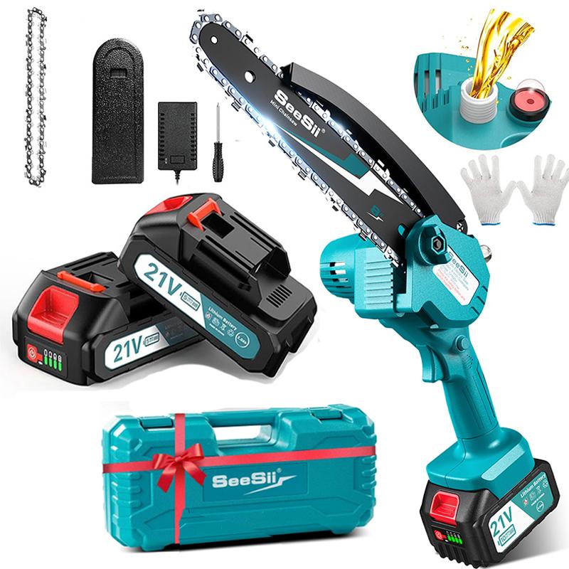 Seesii 6‘’ Cordless Electric Chainsaw Rechargeable Chain saw Woodworking Garden Pruning Saw Handheld for Makita 18V Battery pin with 2X2.A
Seesii 6‘’ Cordless Electric Chainsaw Rechargeable Chain saw Woodworking Garden Pruning Saw Handheld for Makita 18V Battery pin with 2X2.A