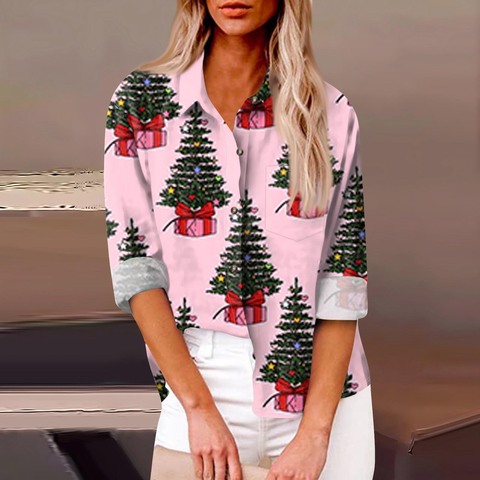 Женская свободная повседневная рубашка с длинными рукавами и рождественским принтом, кардиган с принтом и карманами XXL розовый
Женская свободная повседневная рубашка с длинными рукавами и рождественским принтом, кардиган с принтом и карманами XXL розовый