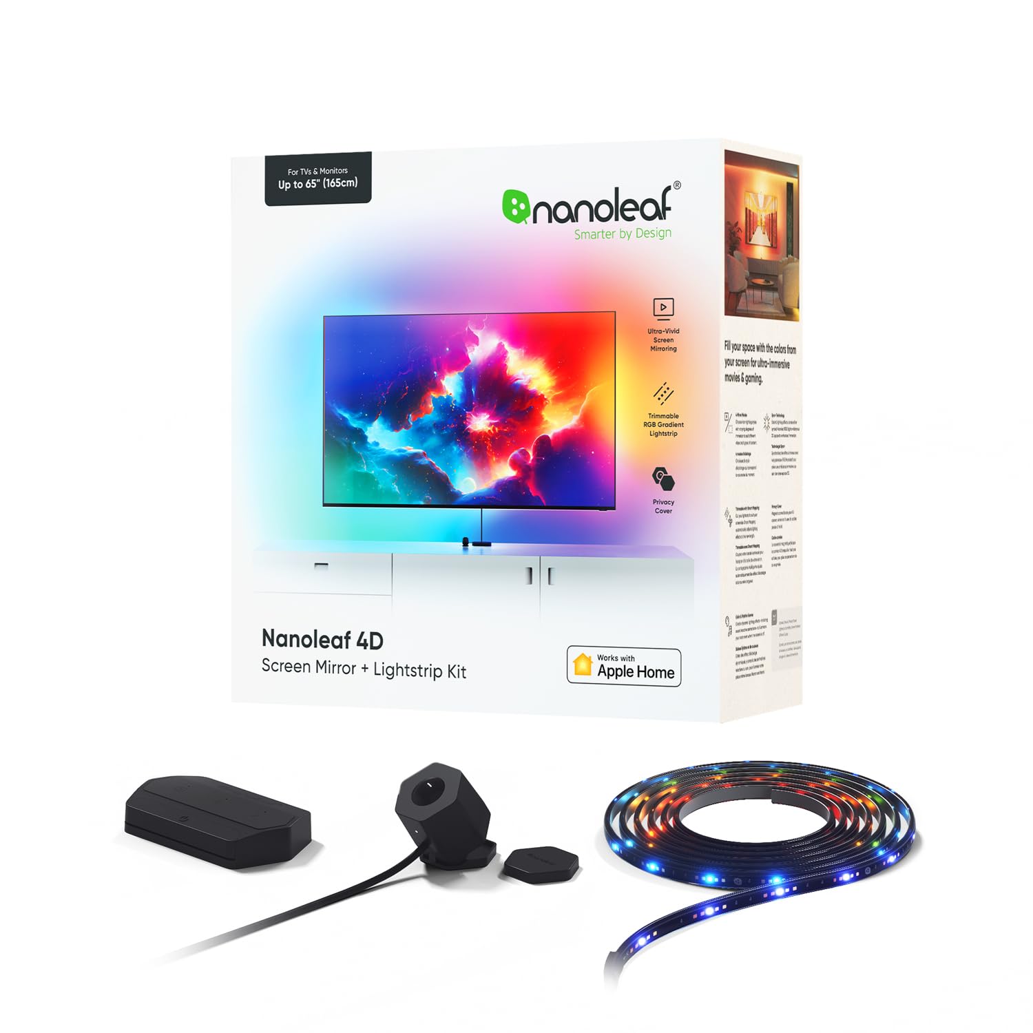 Nanoleaf 4D Screen Mirror Light Strip Pack for TVs and Monitors up to Million Colors RGBCW Multicolor Tape Light Gaming Room Interior + 65 16.8
Nanoleaf 4D Screen Mirror Light Strip Pack for TVs and Monitors up to Million Colors RGBCW Multicolor Tape Light Gaming Room Interior + 65 16.8