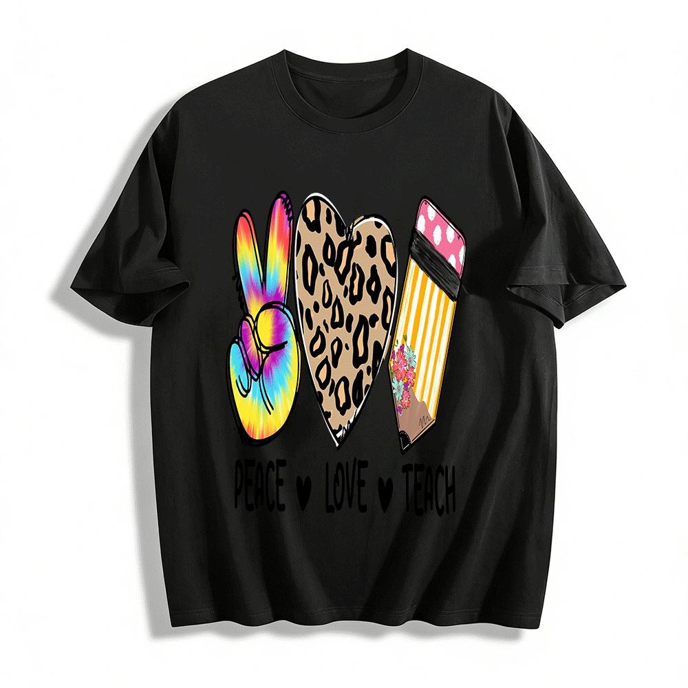 Peace Love Teach Graphic Tee Tie Dye Leopard Print Teacher T-Shirt Pure cotton T-shirt XXS
Peace Love Teach Graphic Tee Tie Dye Leopard Print Teacher T-Shirt Pure cotton T-shirt XXS