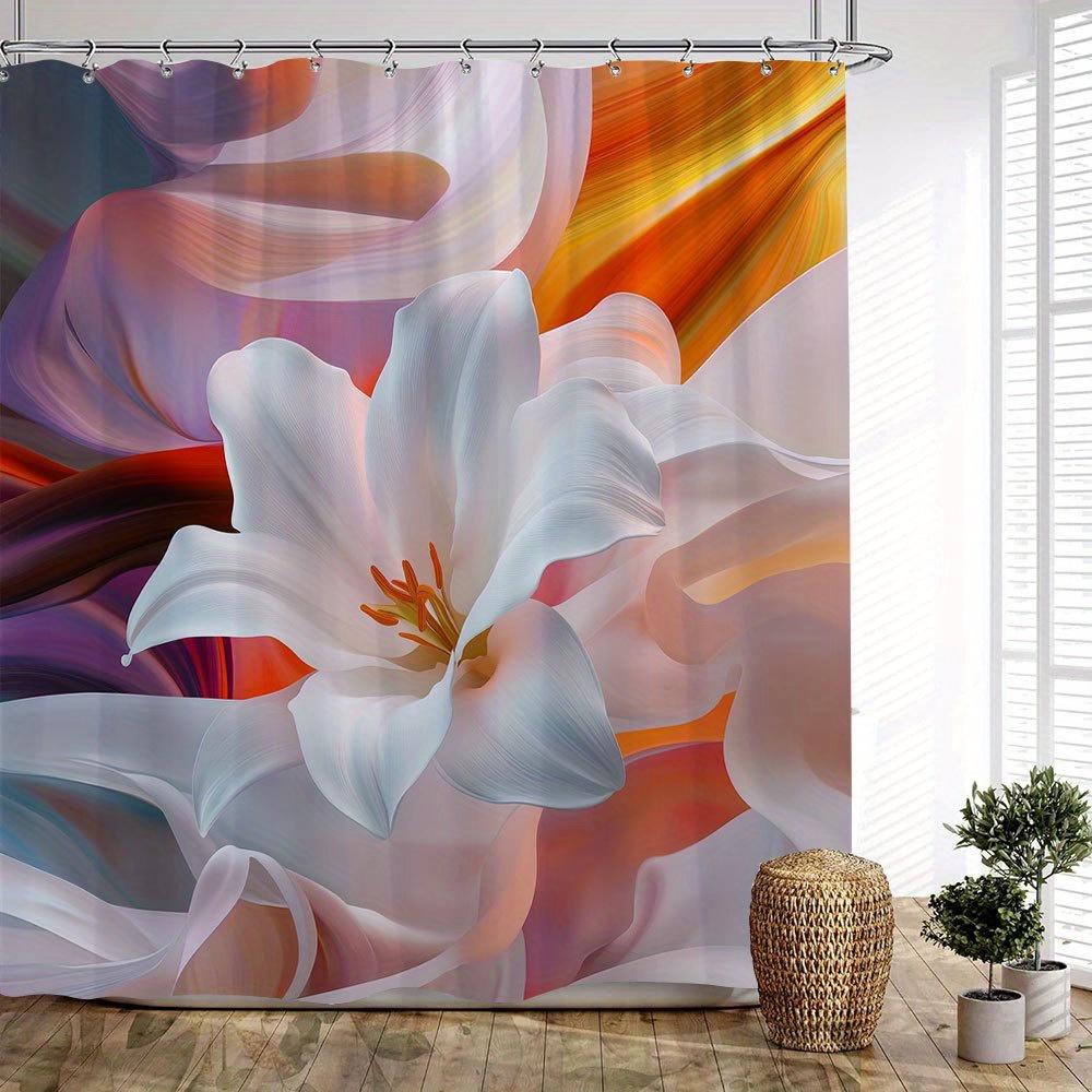 1Pc Elegant White Lily Bath Shower Curtain - Vibrant Abstract Floral Design With Swirling Reds, Oranges, Purples & Yellows, Soft W60H190(CM)-1 Pcs
1Pc Elegant White Lily Bath Shower Curtain - Vibrant Abstract Floral Design With Swirling Reds, Oranges, Purples & Yellows, Soft W60H190(CM)-1 Pcs