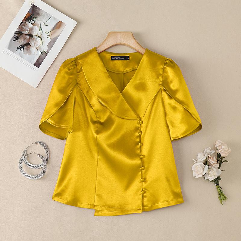 ZANZEA Women Casual Doll Collar Solid Color Short Sleeve Satin Blouse 5XL жовтий
ZANZEA Women Casual Doll Collar Solid Color Short Sleeve Satin Blouse 5XL жовтий
