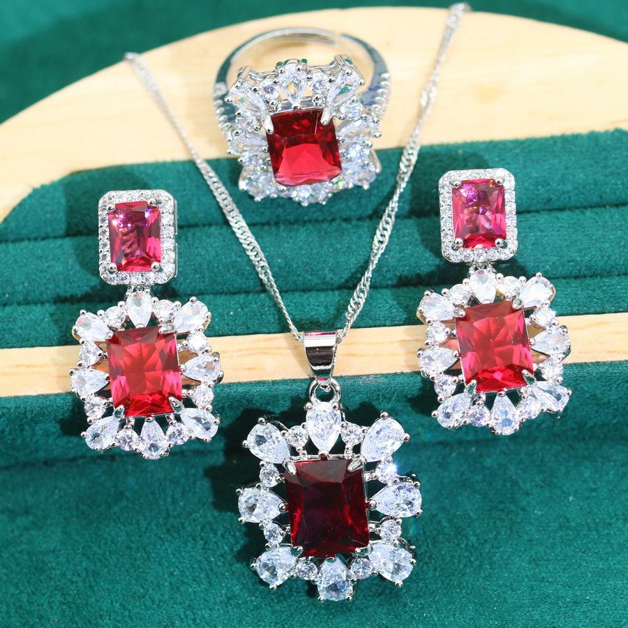 Zircon Necklace Earrings Brides Jewelry 3 Piece Set of Earring Rainbow Jewelry Set
Zircon Necklace Earrings Brides Jewelry 3 Piece Set of Earring Rainbow Jewelry Set