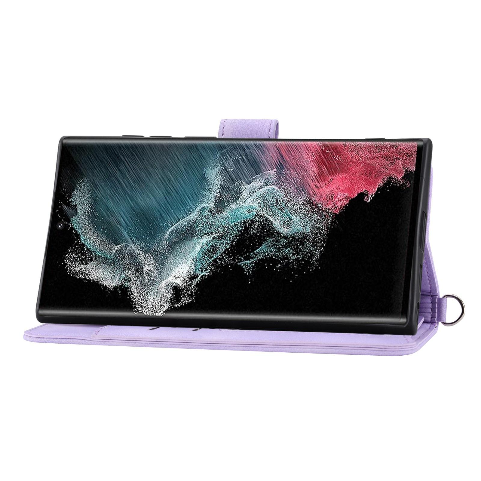 Multiple Card Slots Phone Case For Samsung Galaxy S22 Ultra 5G,Imprinted Flowers Flip Stand Skin-touch Cell Phone Cover with Wrist and Shoulder Strap Light Purple
Multiple Card Slots Phone Case For Samsung Galaxy S22 Ultra 5G,Imprinted Flowers Flip Stand Skin-touch Cell Phone Cover with Wrist and Shoulder Strap Light Purple